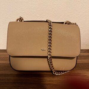 DKNY Beige Crossbody Bag with Gold Chain